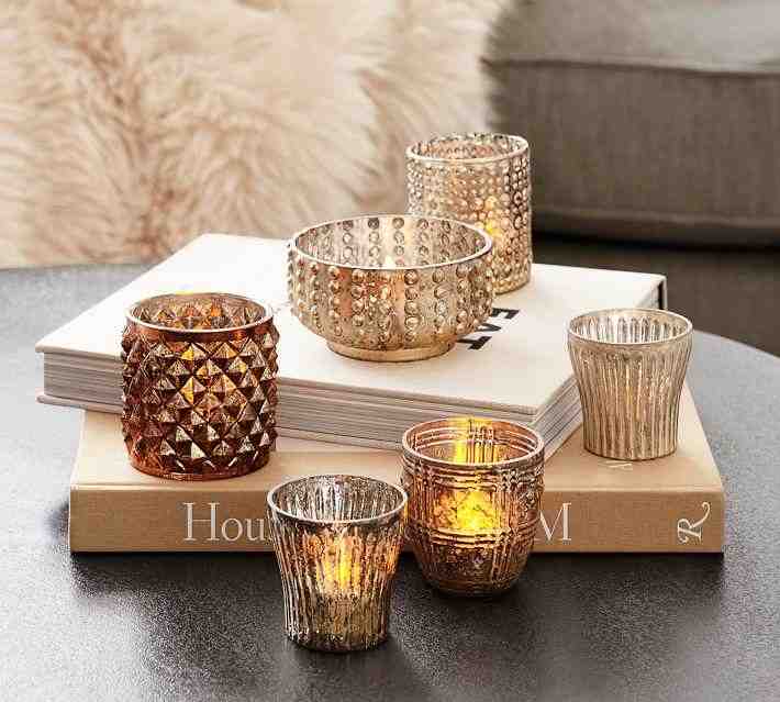 Oxidized Mercury Glass Votive Candleholders
