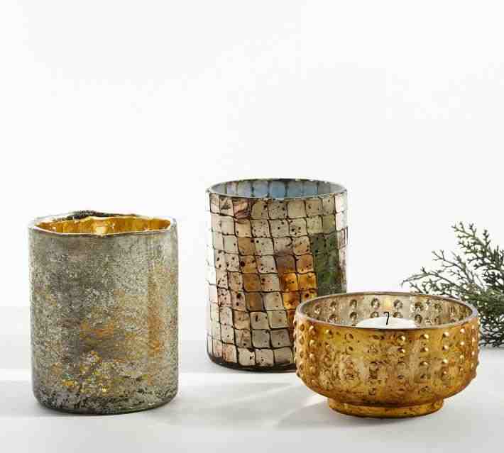 Oxidized Mercury Glass Votive Candleholders