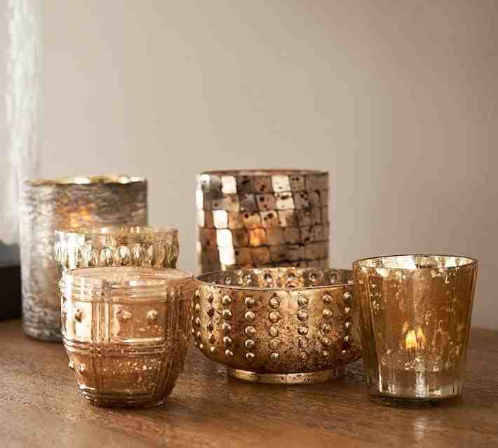 Oxidized Mercury Glass Votive Candleholders