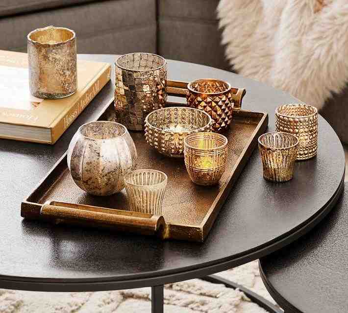Oxidized Mercury Glass Votive Candleholders