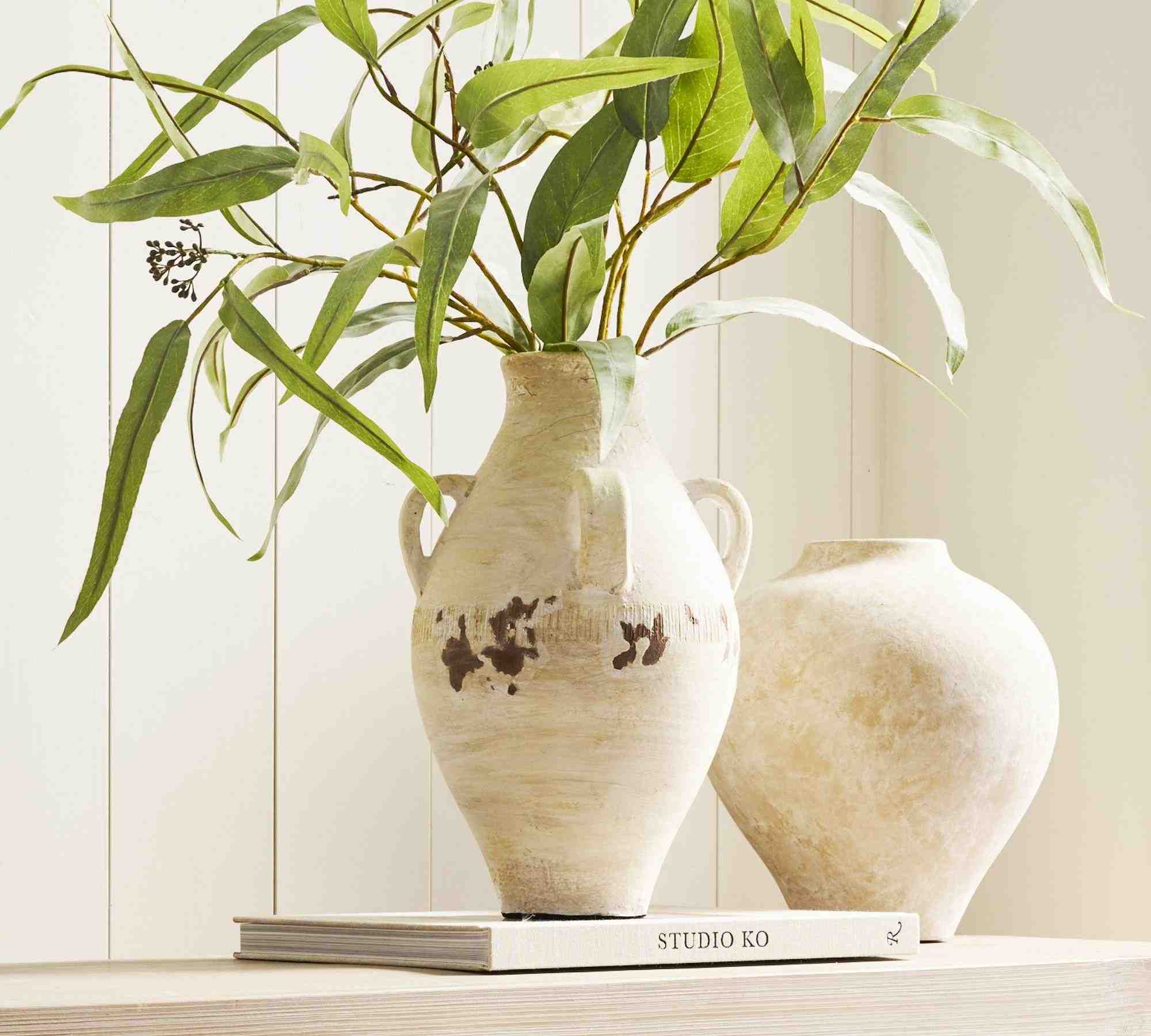 Artisan Terracotta Vase, White