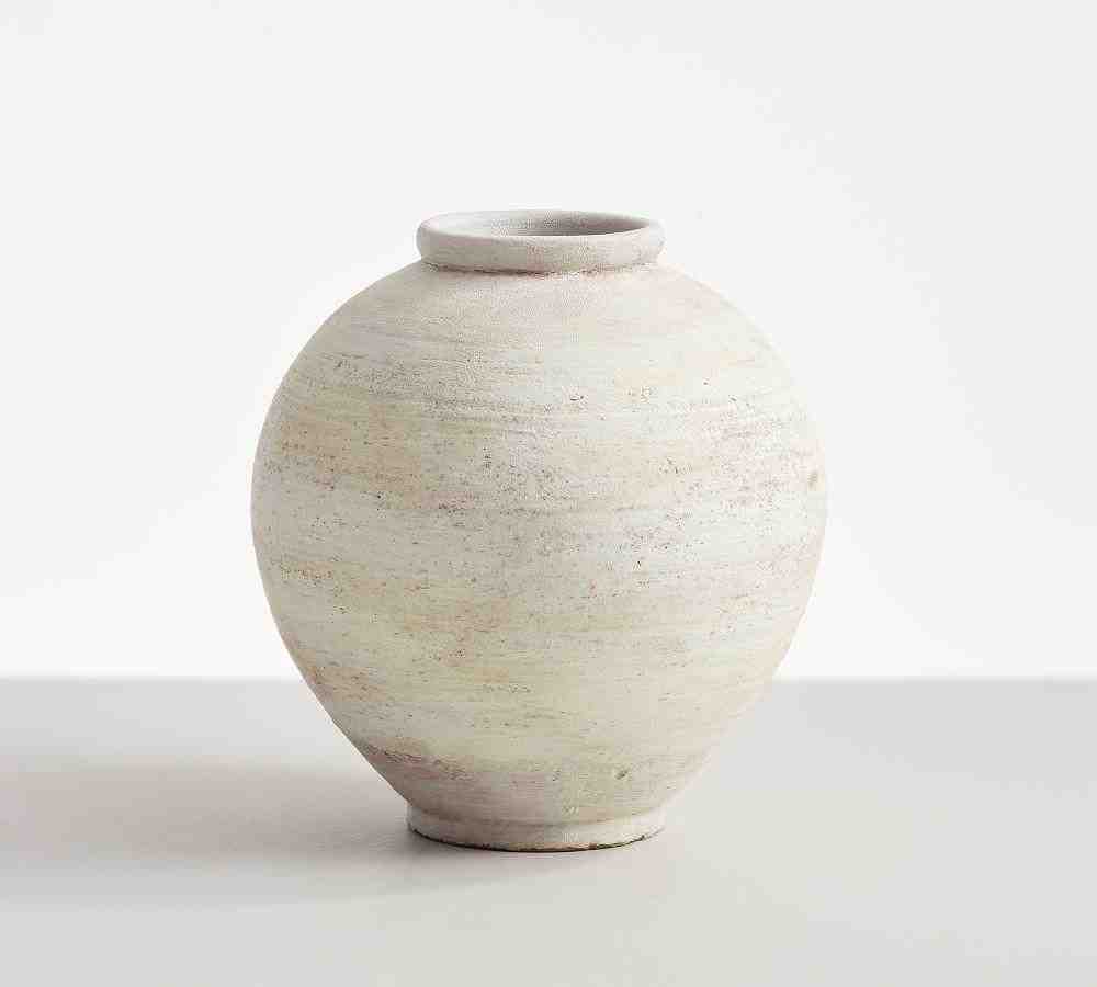 Artisan Hand Painted Terra Cotta Vase Collection - White