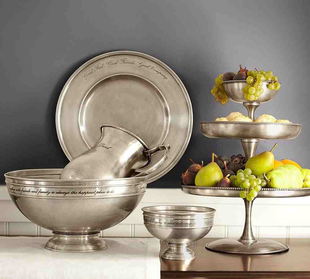 Antique Silver Sentiment Serving Bowl