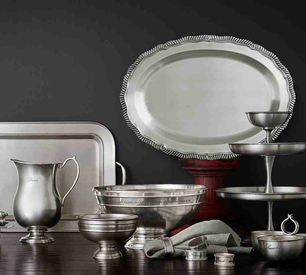 Antique Silver Sentiment Serving Bowl