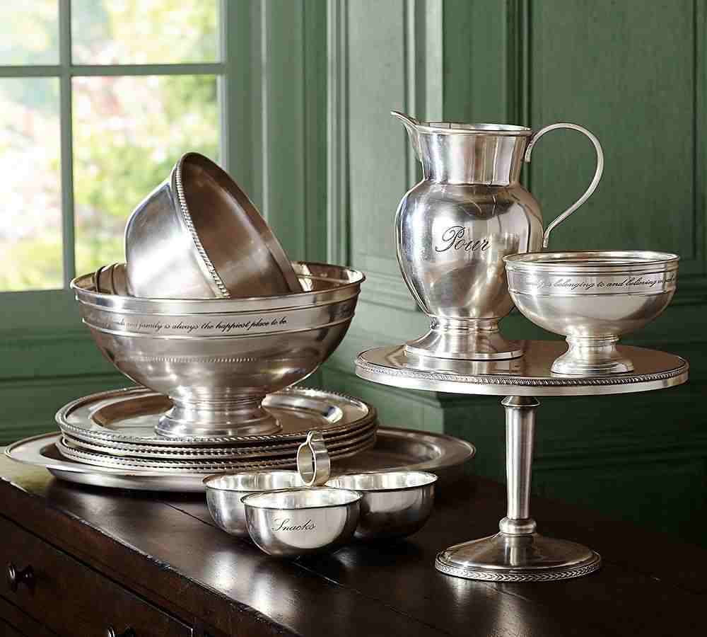 Antique Silver Sentiment Serving Bowl