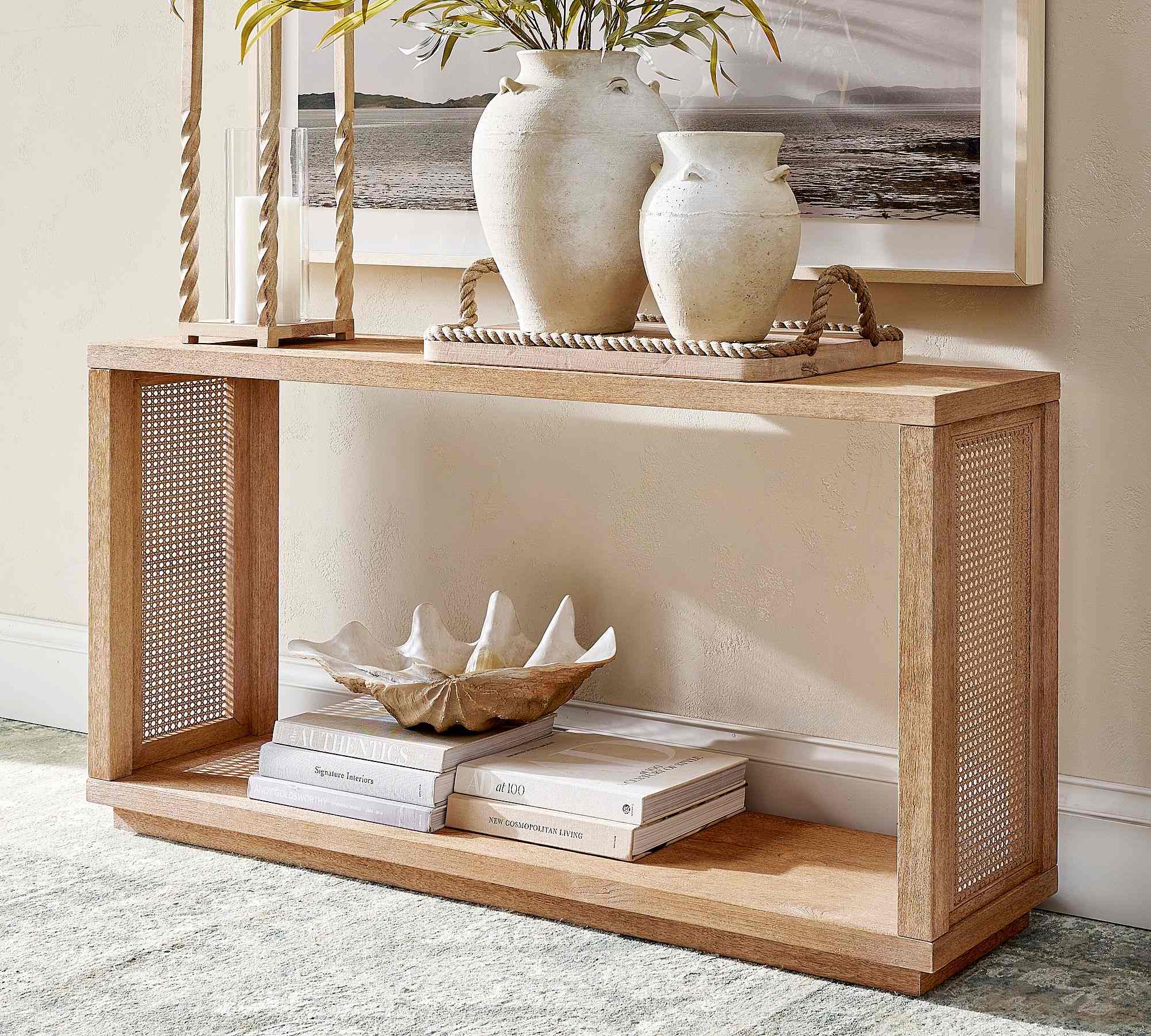 Marina Cane Console Table (60")