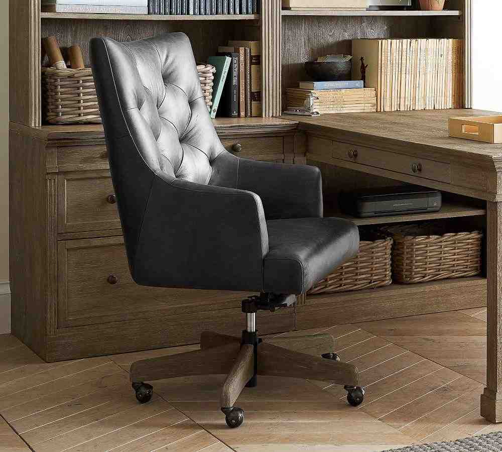 Radcliffe Tufted Leather Swivel Desk Chair