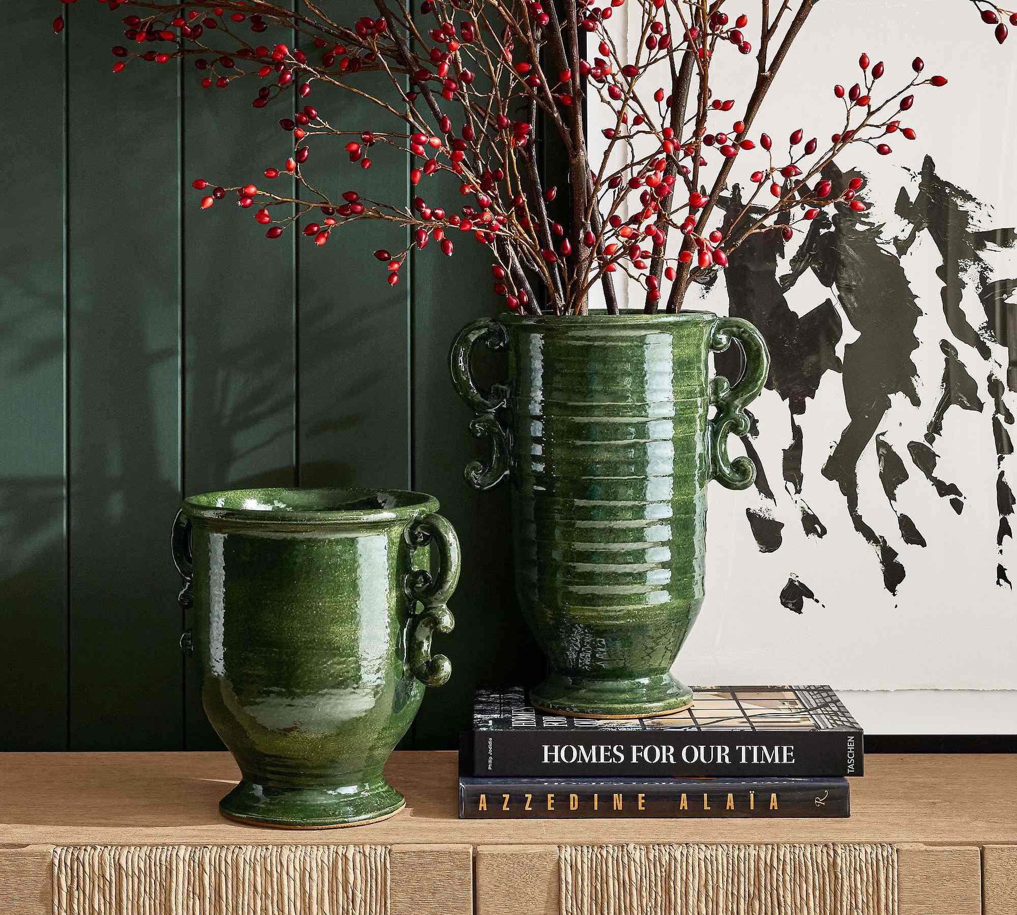 Pottery Barn | Ceramic Ornate Handled Vase