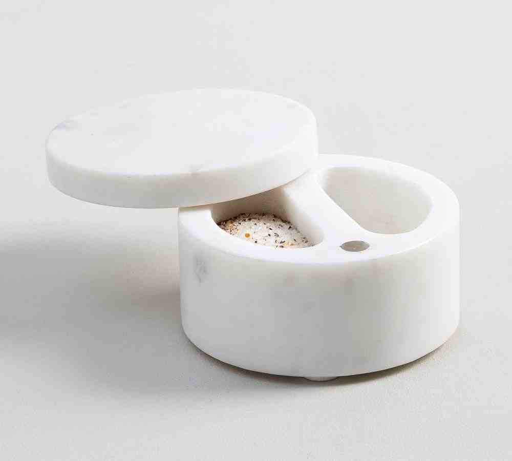 White Marble Divided Salt Cellar