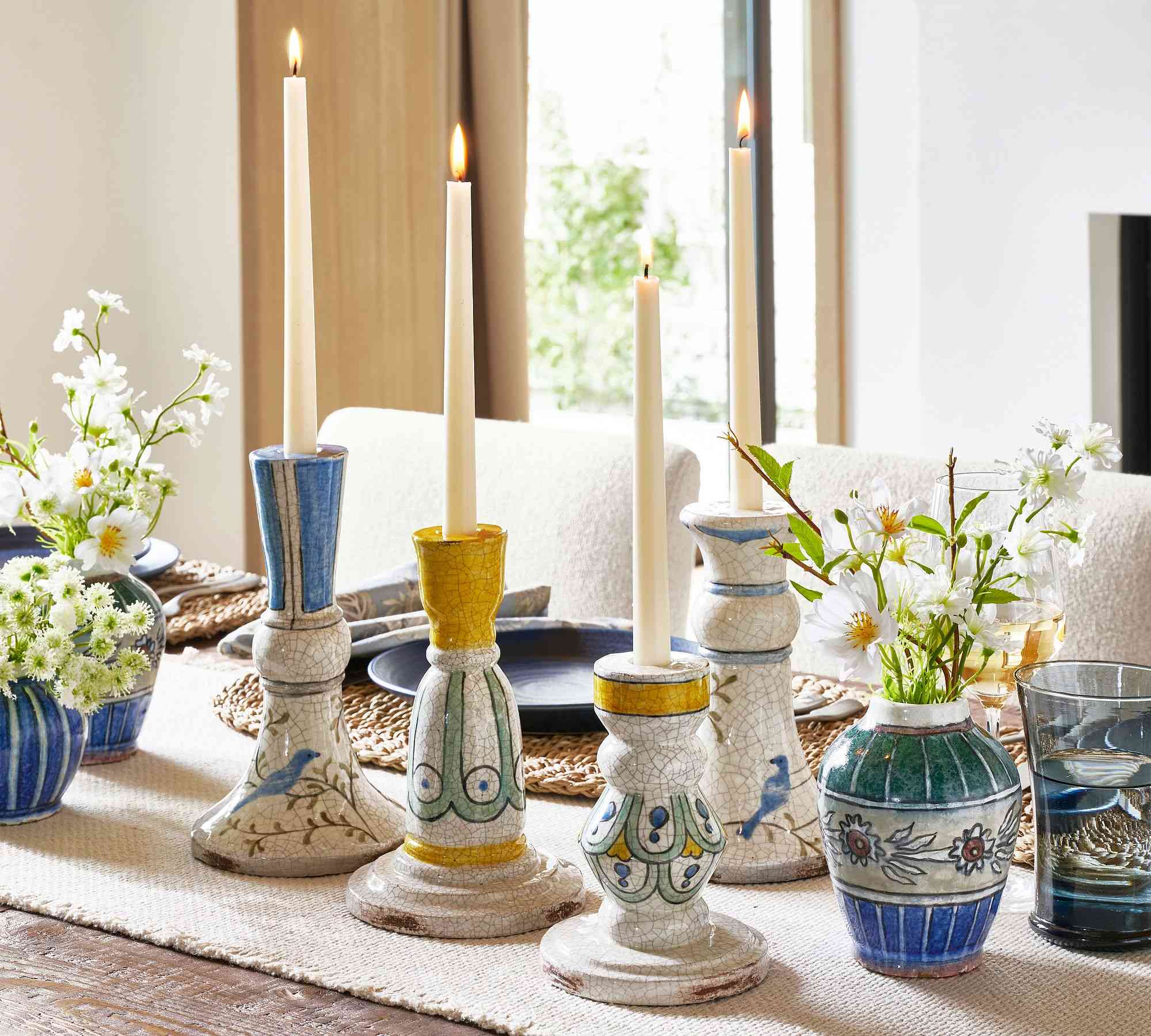 Pottery Barn | Ornate Hand-Painted Taper Holder