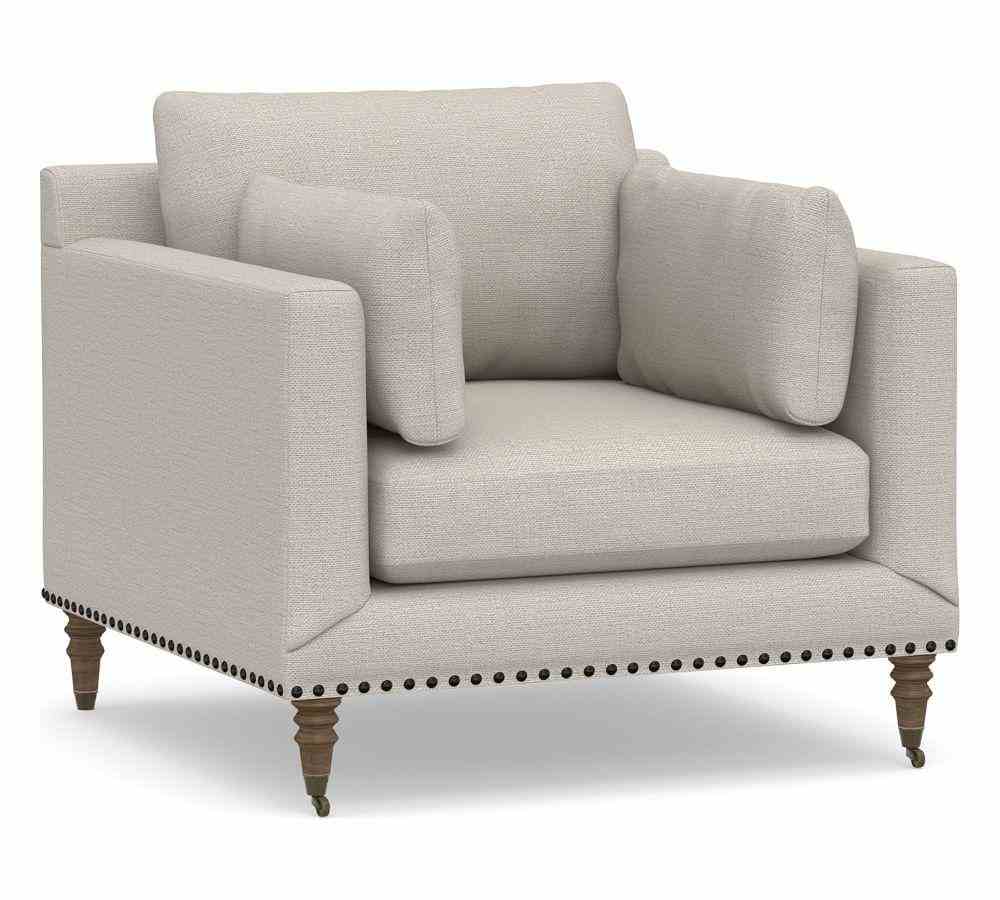 Tallulah Uph Heathered Twill  Armchair Stone