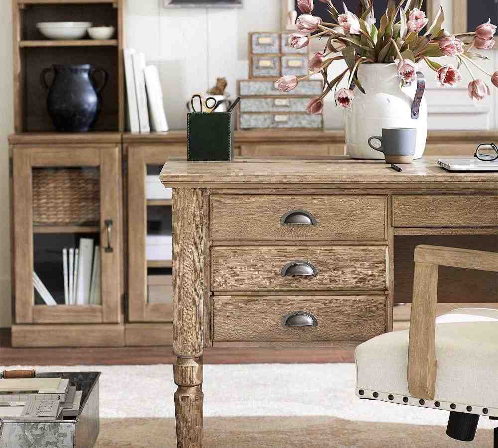 Printer's 64Inches Keyhole Desk with Drawers