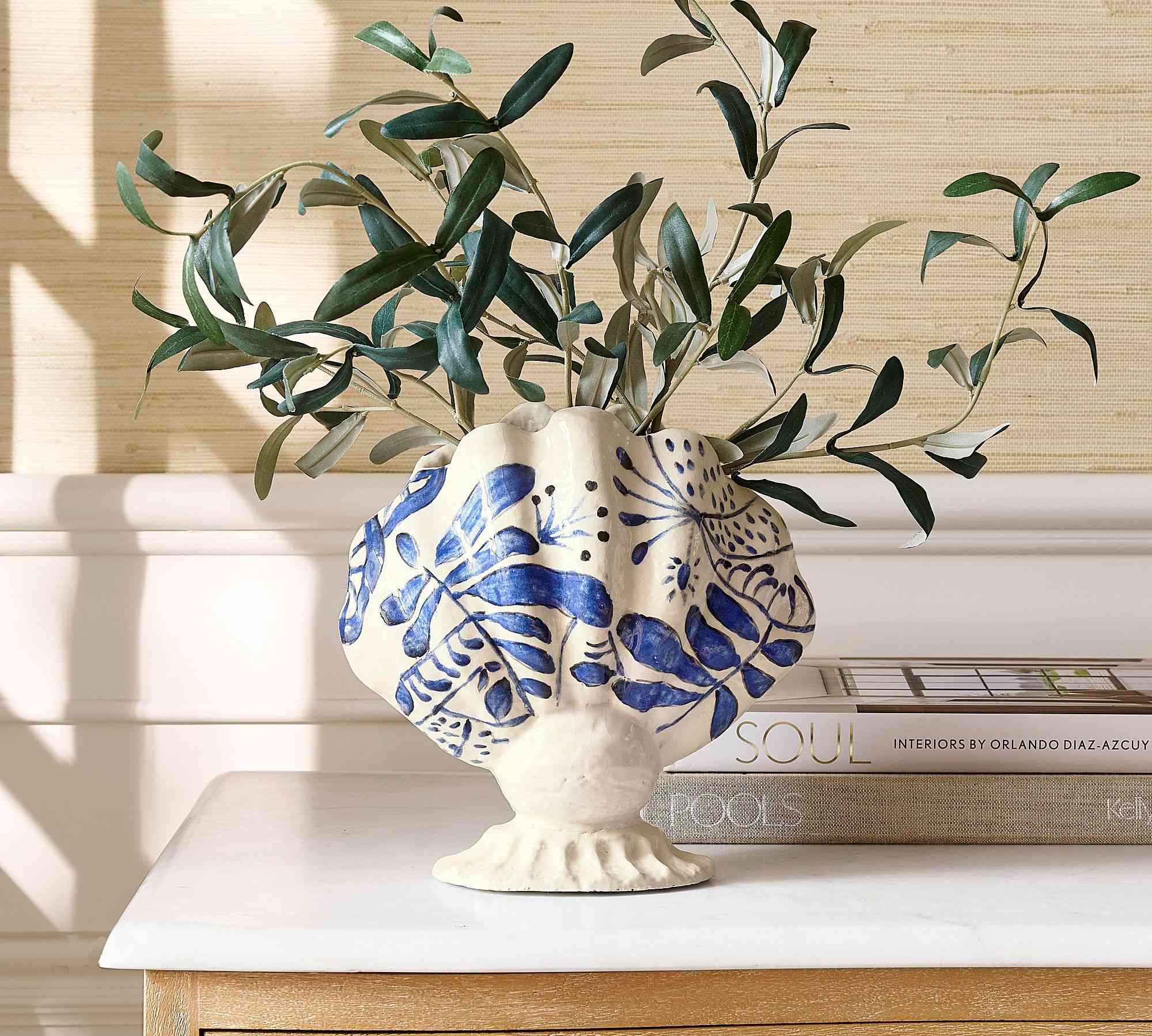 Printed Floral Shell Vase