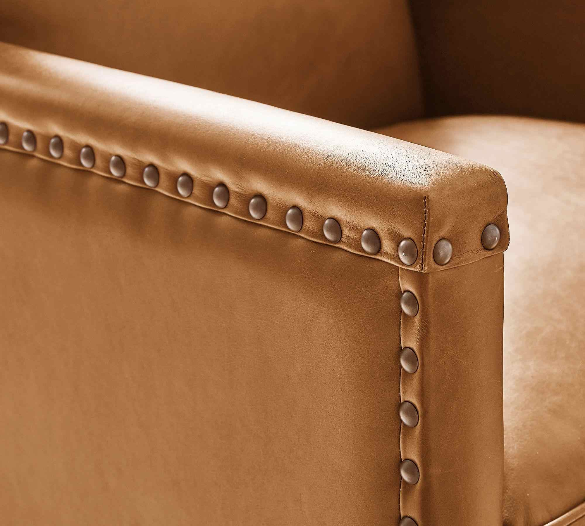 Tyler Leather Swivel Desk Chair, Bronze Base, Vintage Caramel