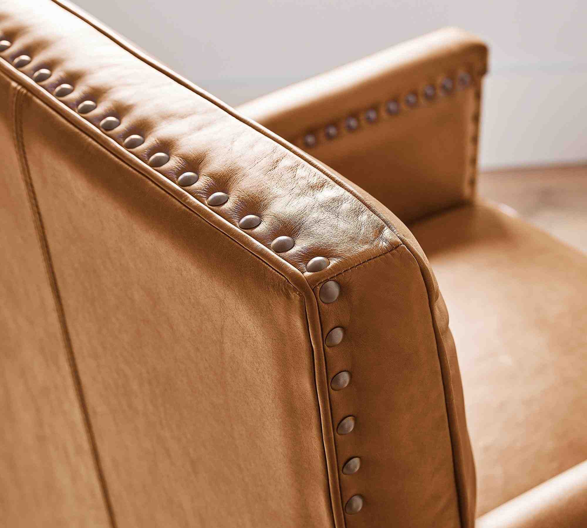 Tyler Leather Swivel Desk Chair, Bronze Base, Vintage Caramel