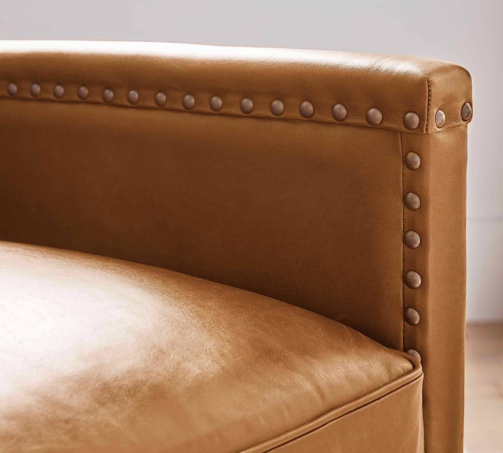 Tyler Leather Swivel Desk Chair, Bronze Base, Vintage Caramel