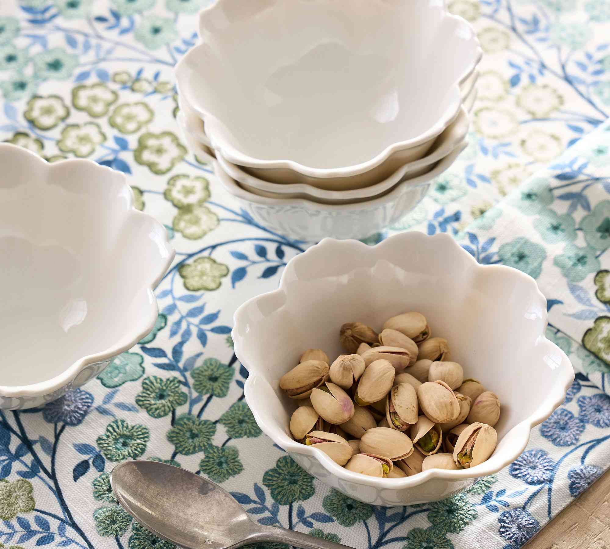 Figural Blossom Stoneware Snack Bowls, Each