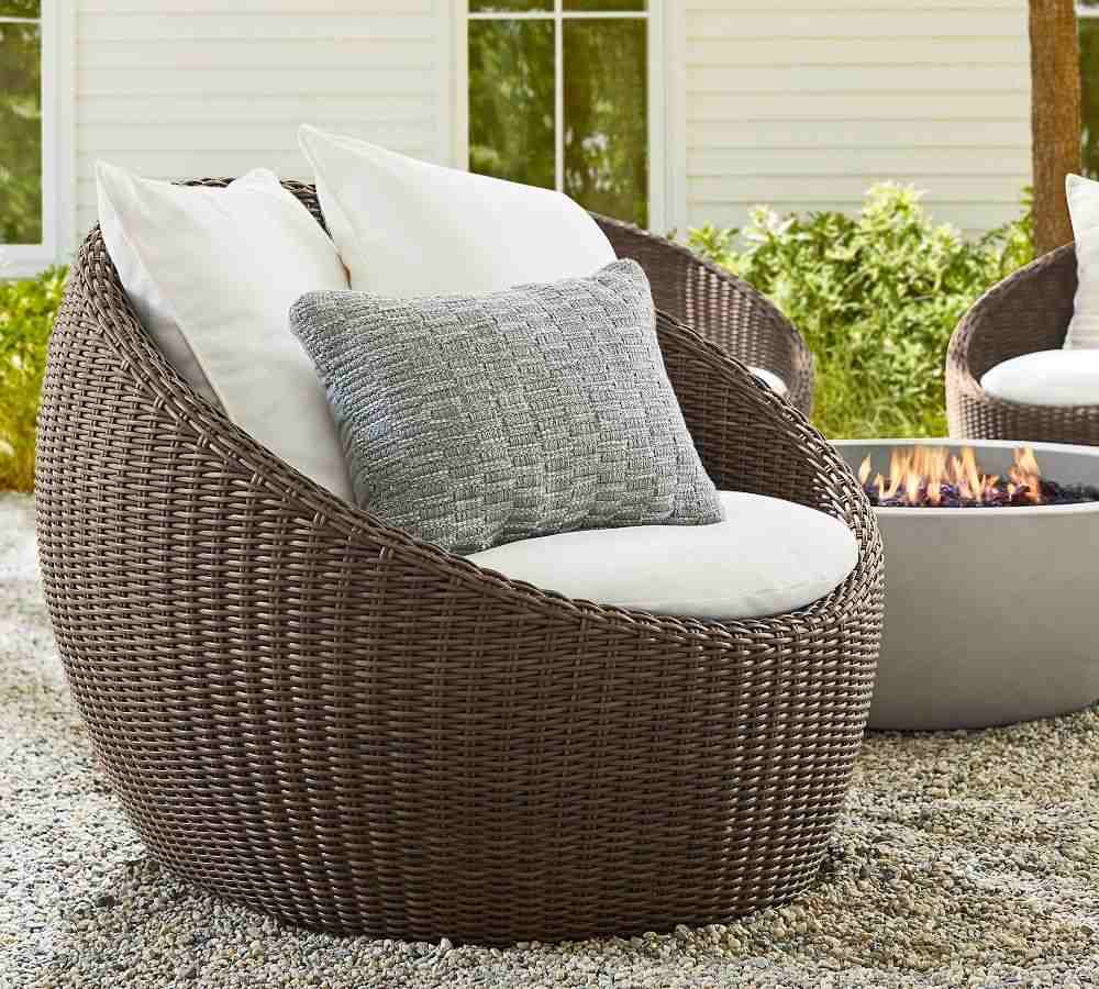 Torrey All-Weather Wicker Papasan Swivel Chair- Espresso