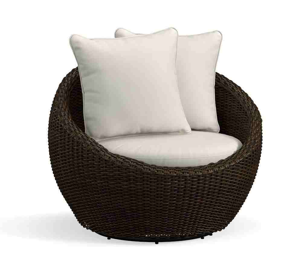 Torrey All-Weather Wicker Papasan Swivel Chair- Espresso