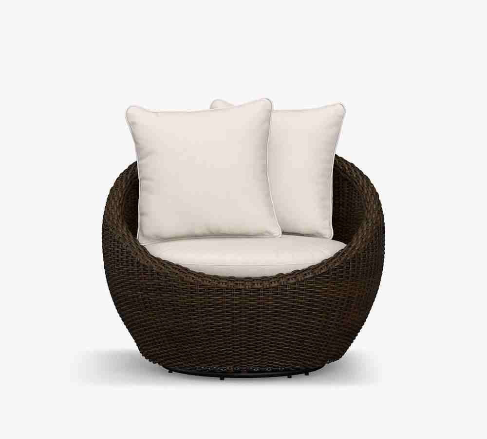 Torrey All-Weather Wicker Papasan Swivel Chair- Espresso