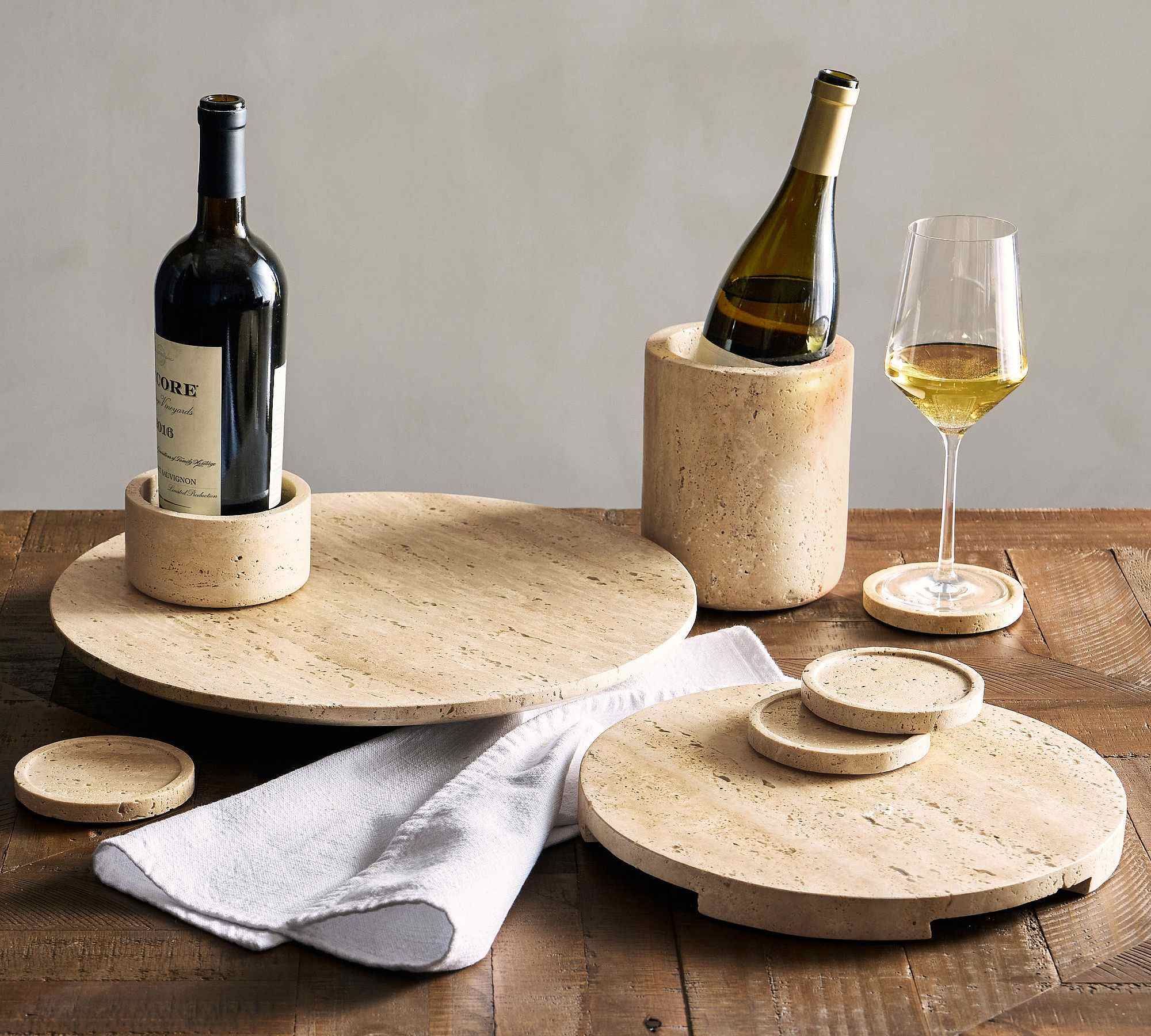 Travertine Marble Coasters - Set of 4