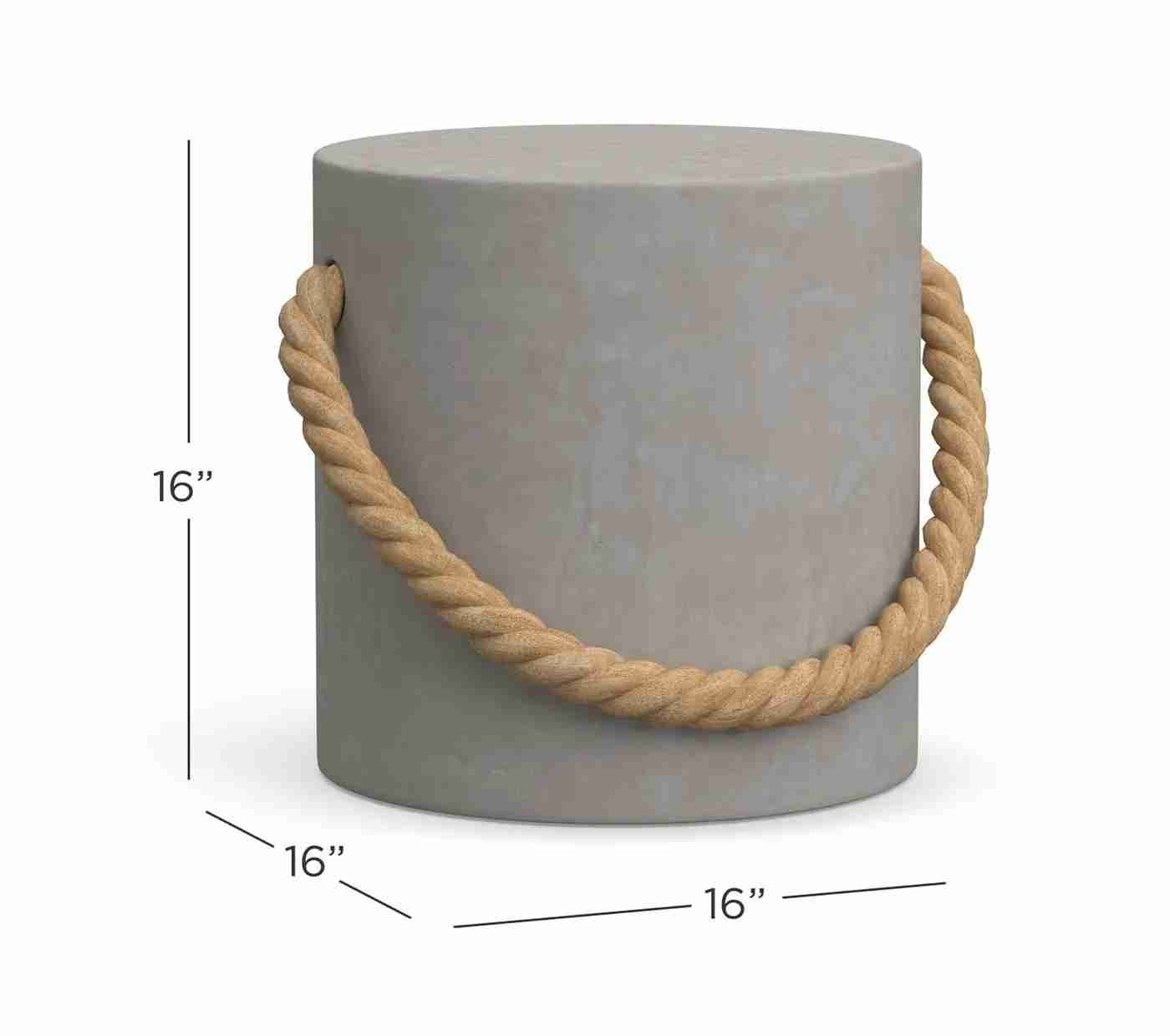 Coastal 16" Concrete & Rope Round Side Table