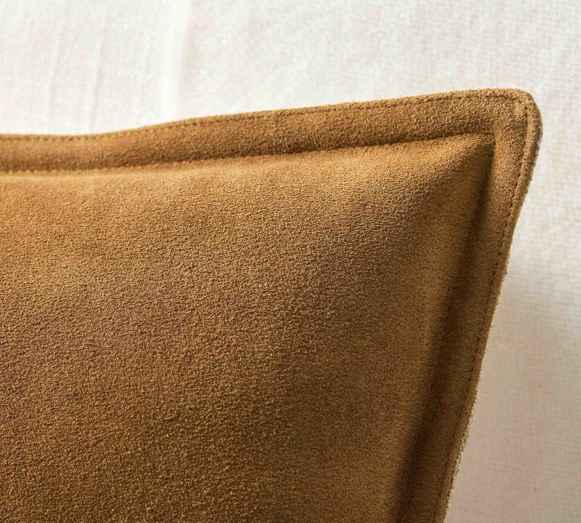 Pieced Suede Lumbar Pillow Cover, 16" x 26"