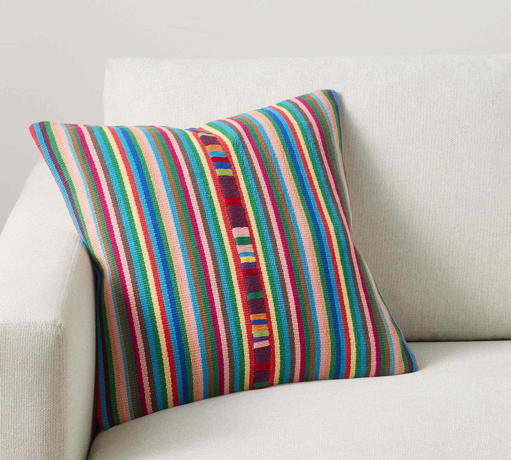 Pottery Barn | Oswego Multi-Striped Woven Pillow Cover