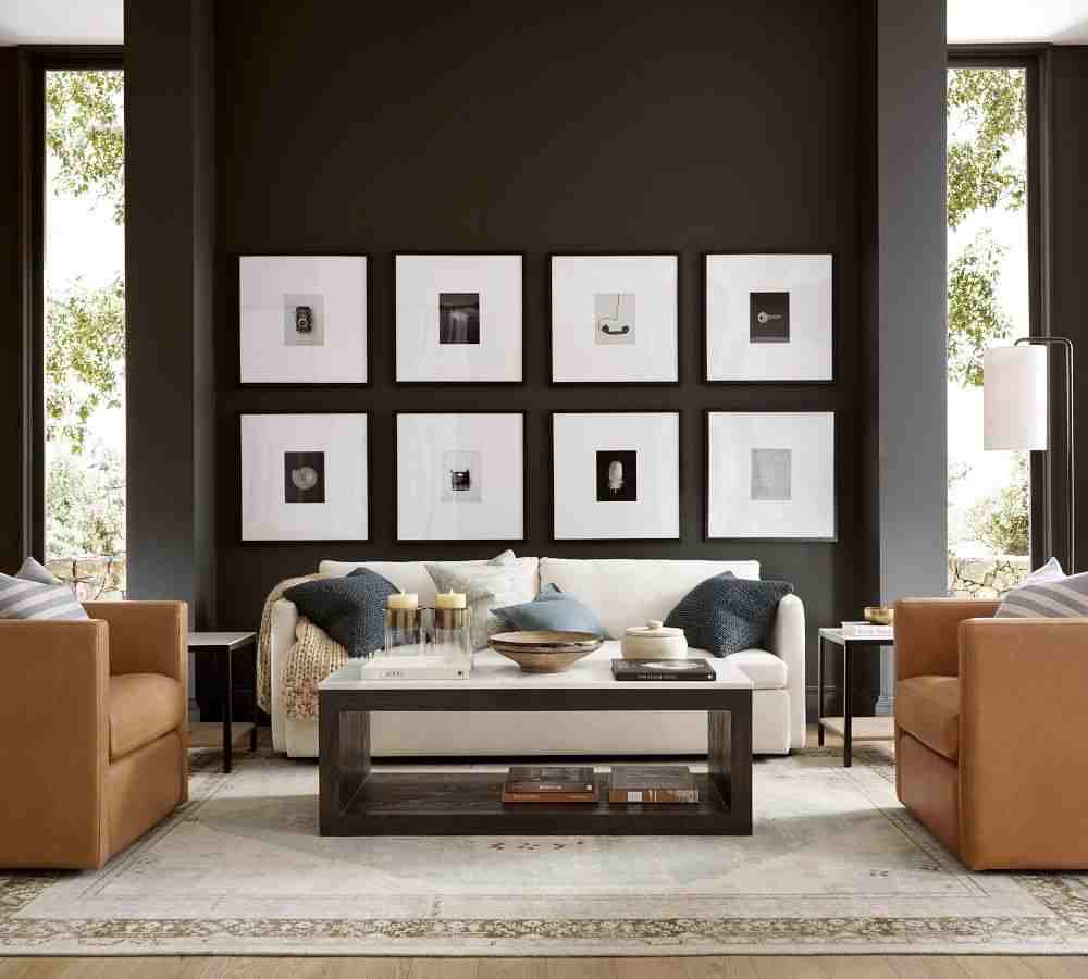 Folsom 53" Marble Coffee Table, Charcoal