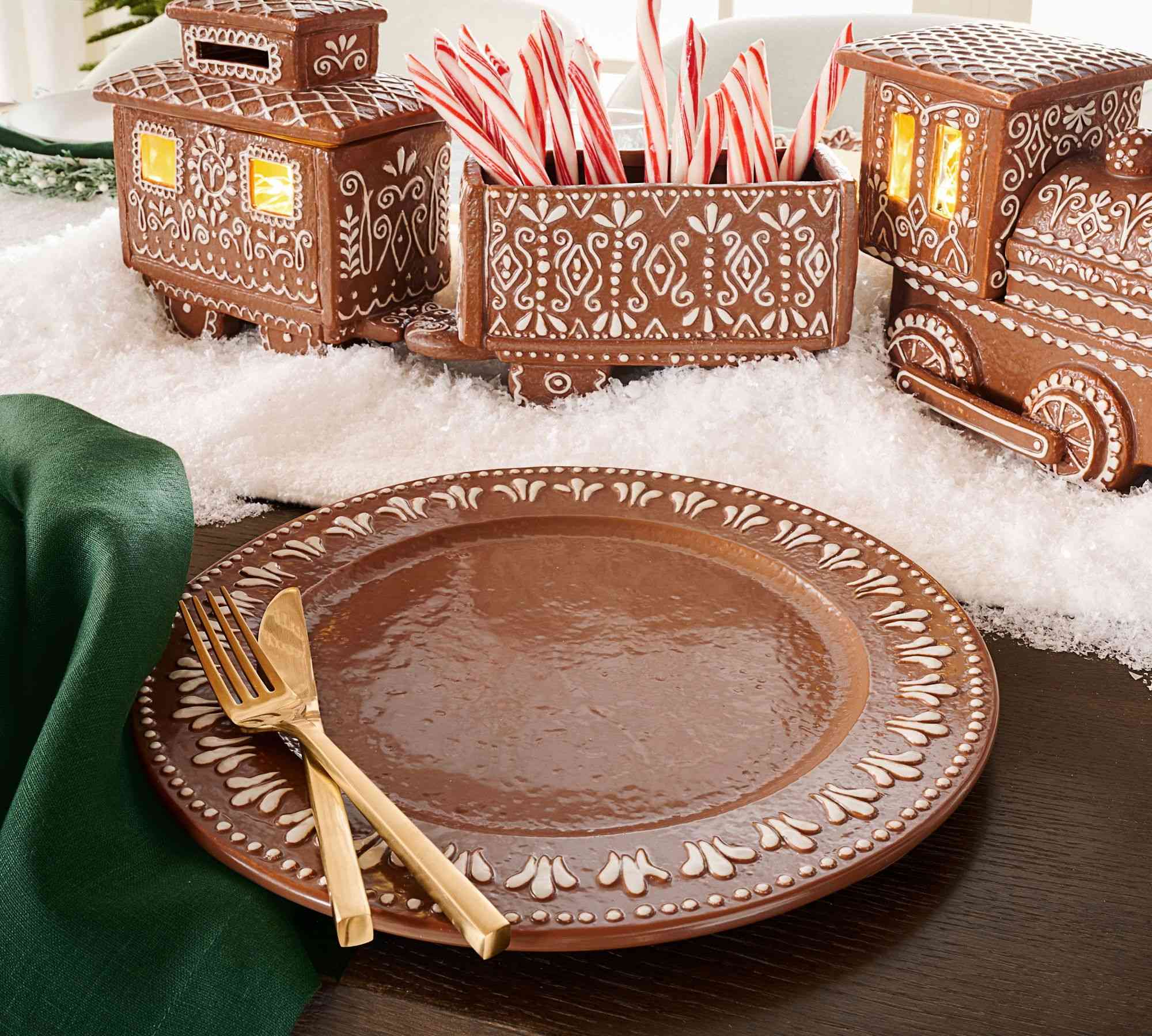 Gingerbread Stoneware Charger Plates - Set of 4