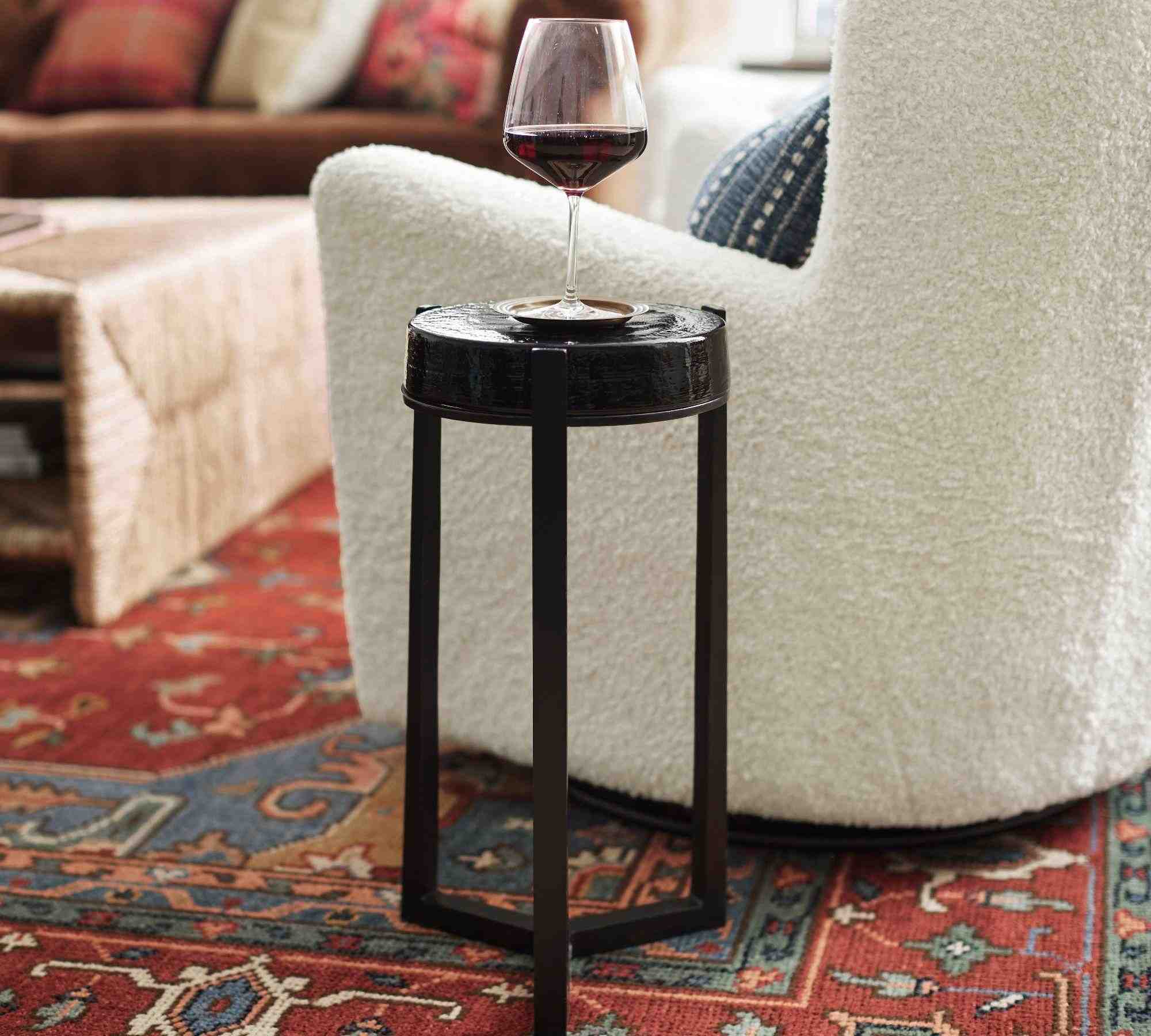 Cori Round Recycled Glass Accent Table