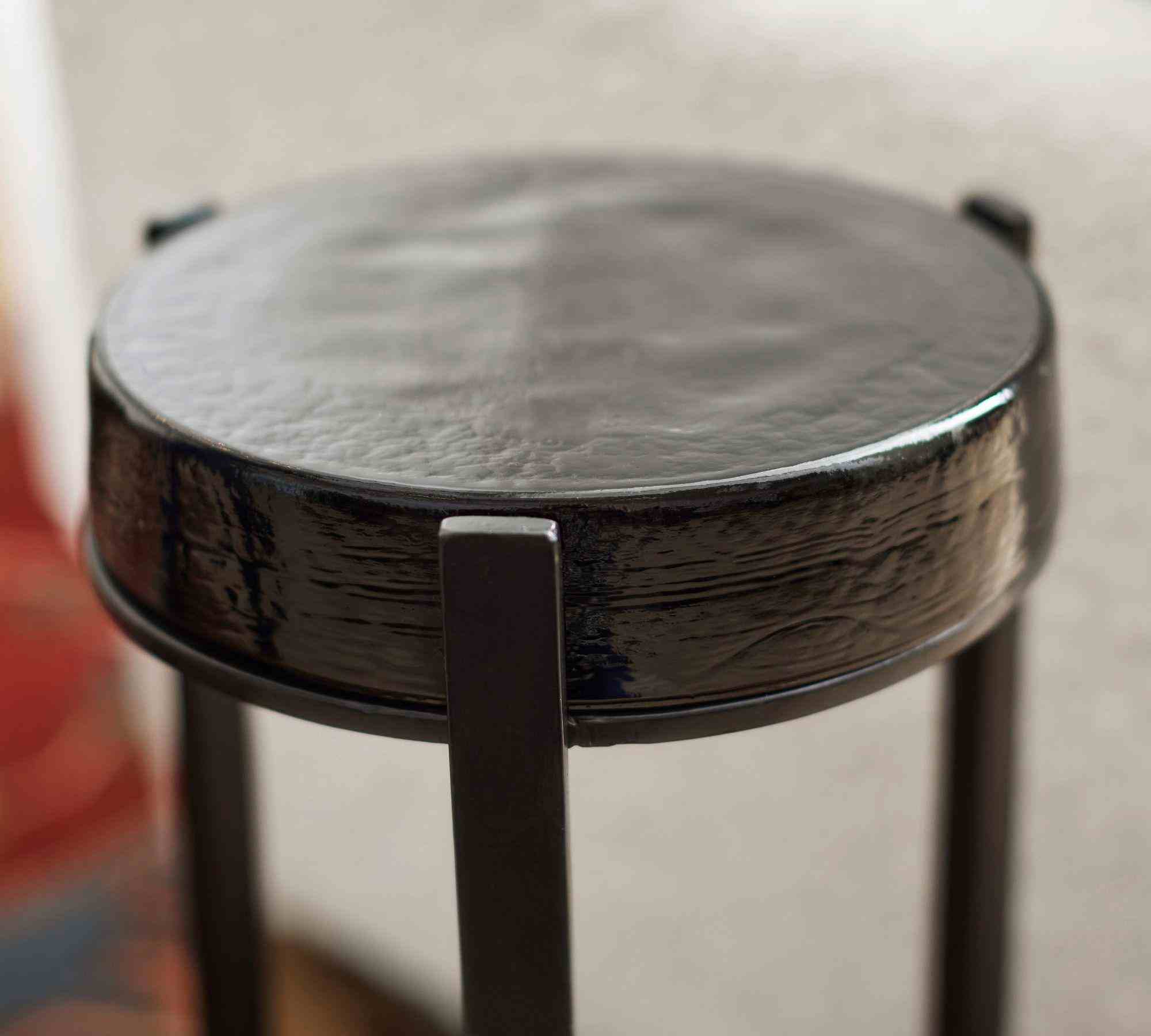 Cori Round Recycled Glass Accent Table