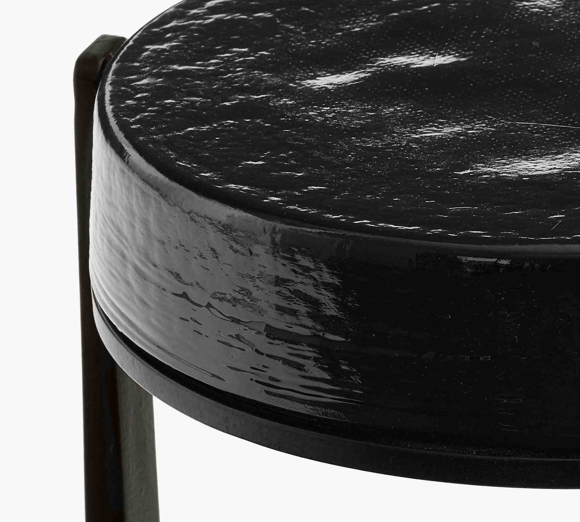 Cori Round Recycled Glass Accent Table