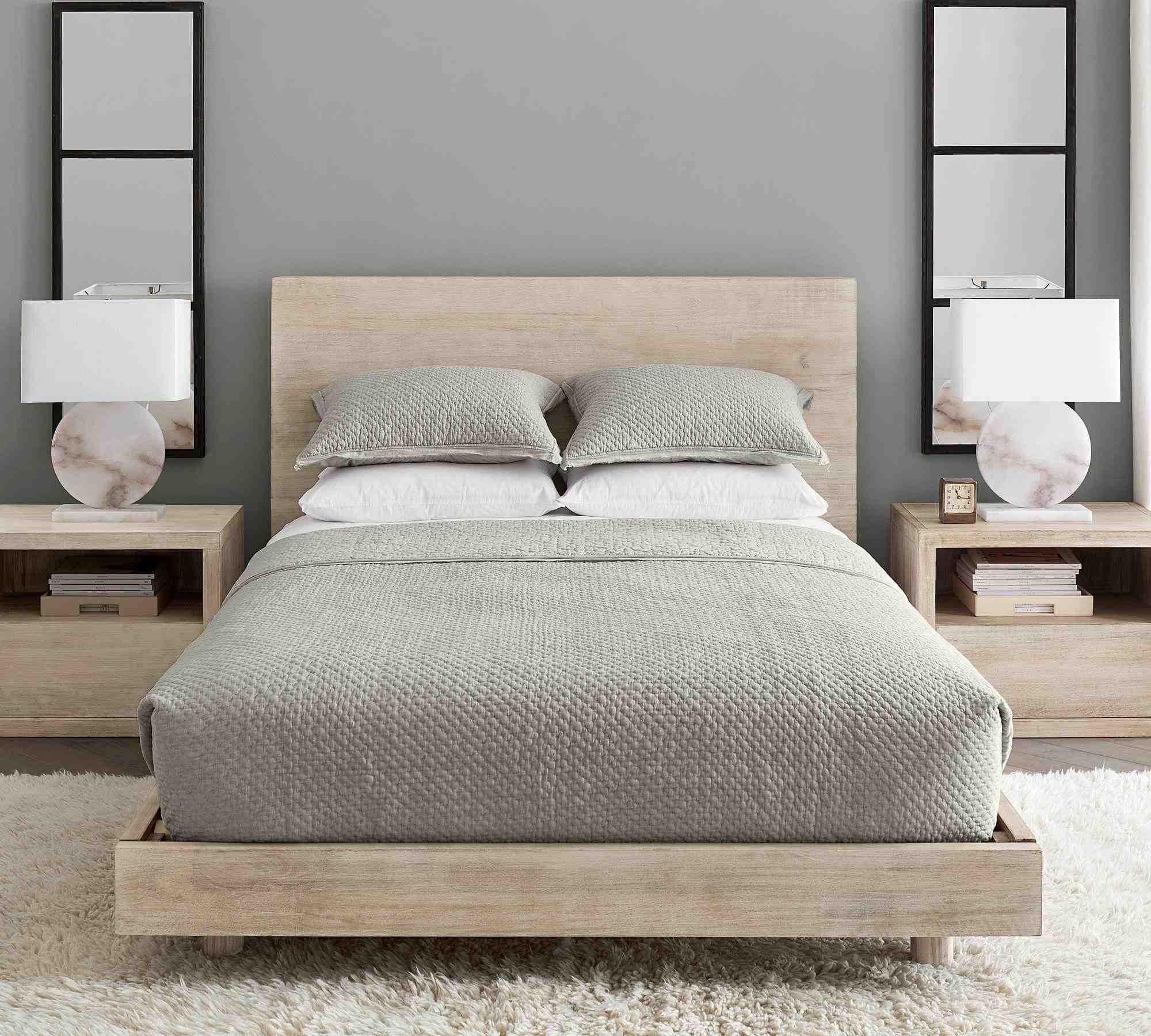Cayman Platform Bed & Headboard,  Biscotti