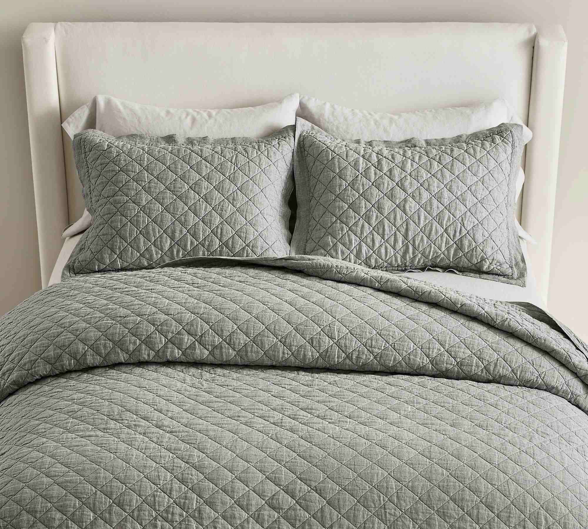 Belgian Flax Linen Diamond Quilt & Shams