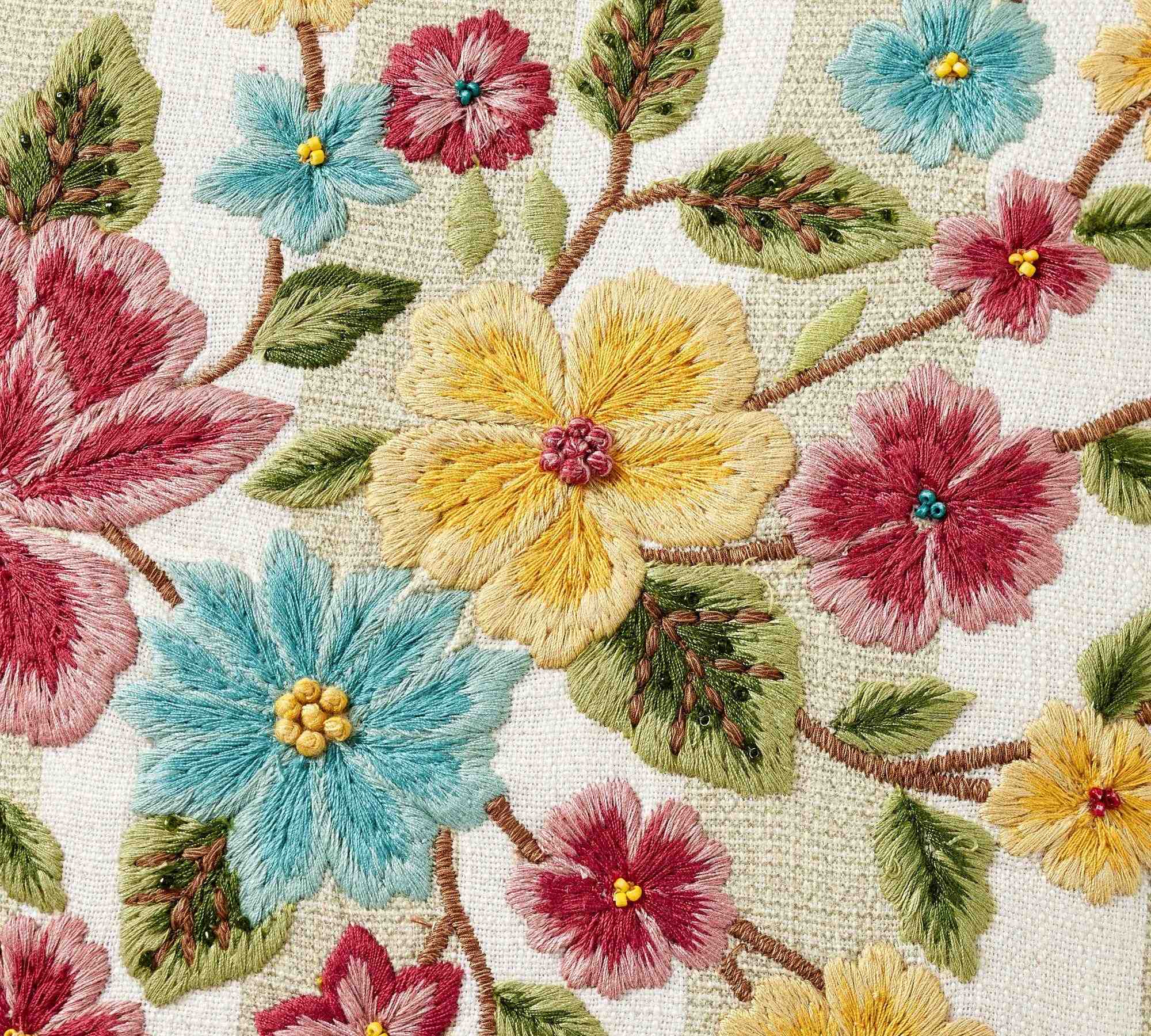 Jean Floral Embroidered Reversible Pillow