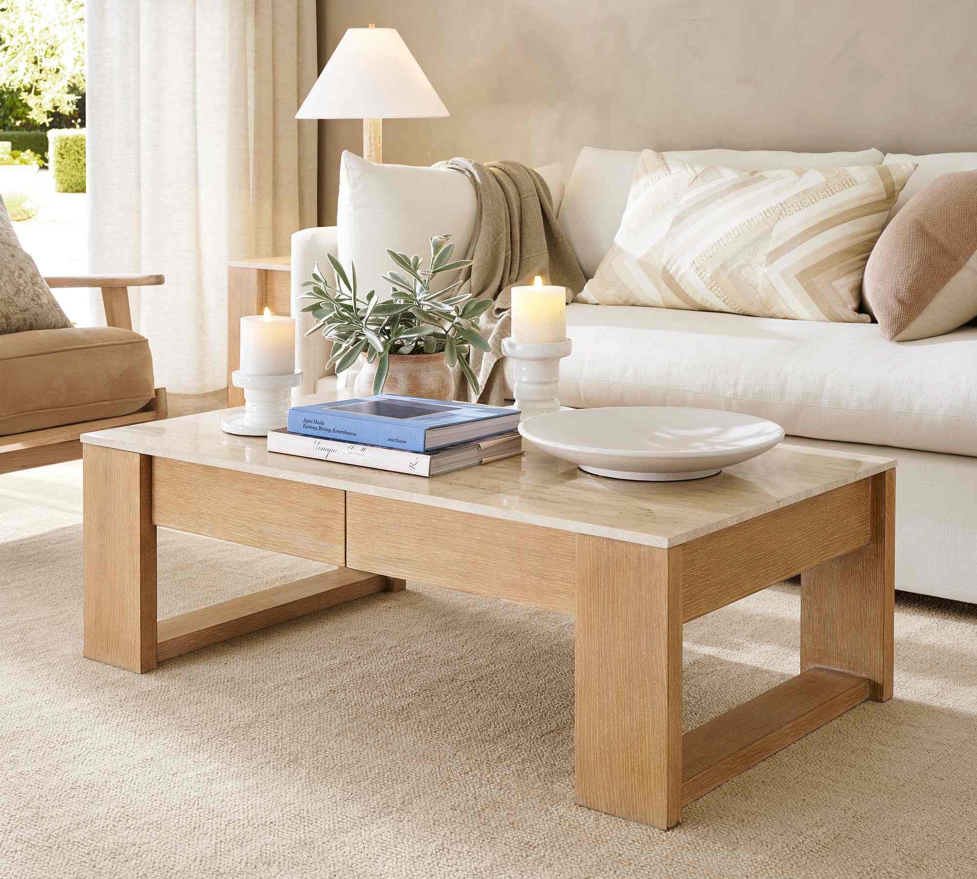Travertine Rectangular Coffee Table (48")