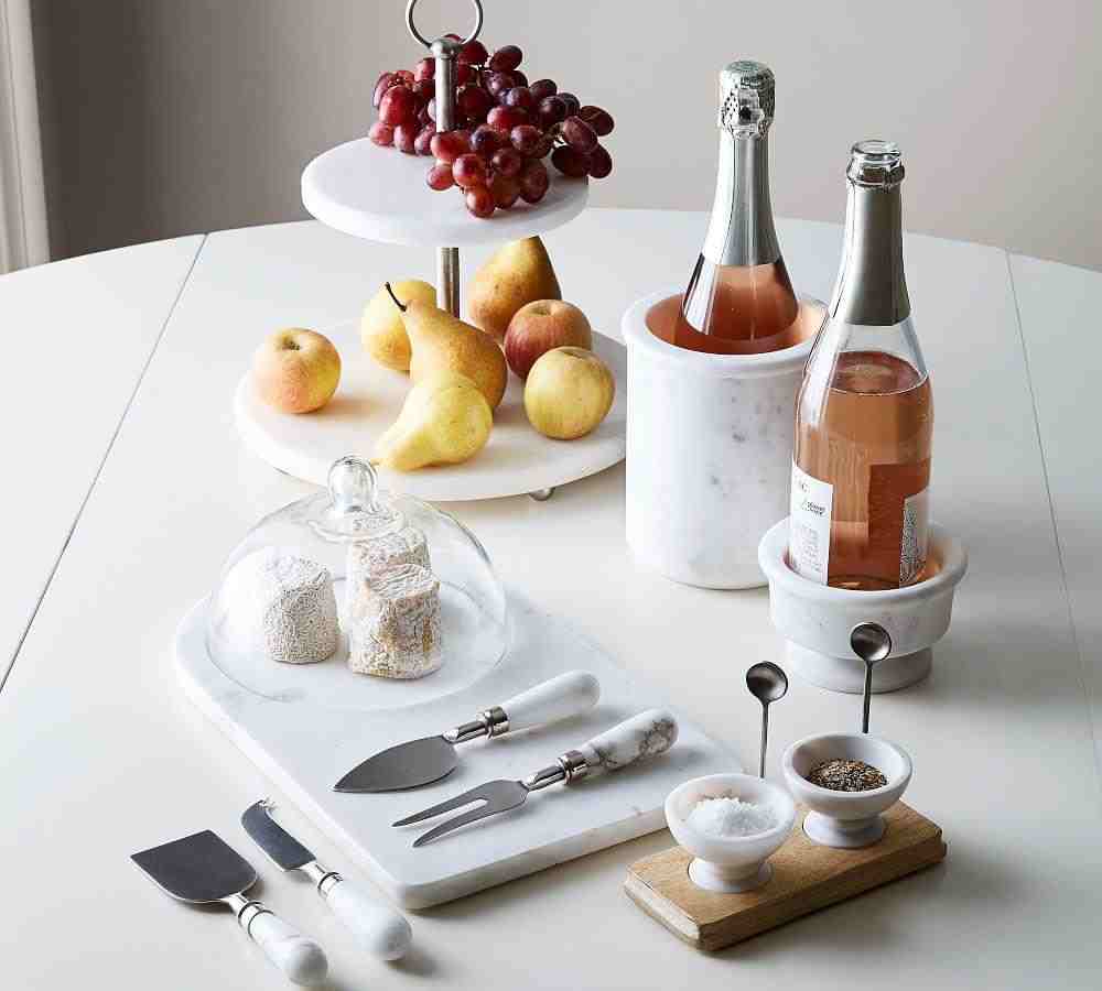 White Marble Glass Domed Cheese Board