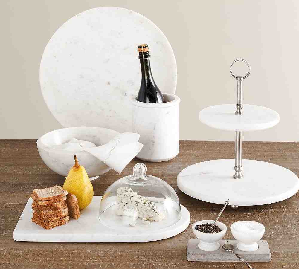 White Marble Glass Domed Cheese Board