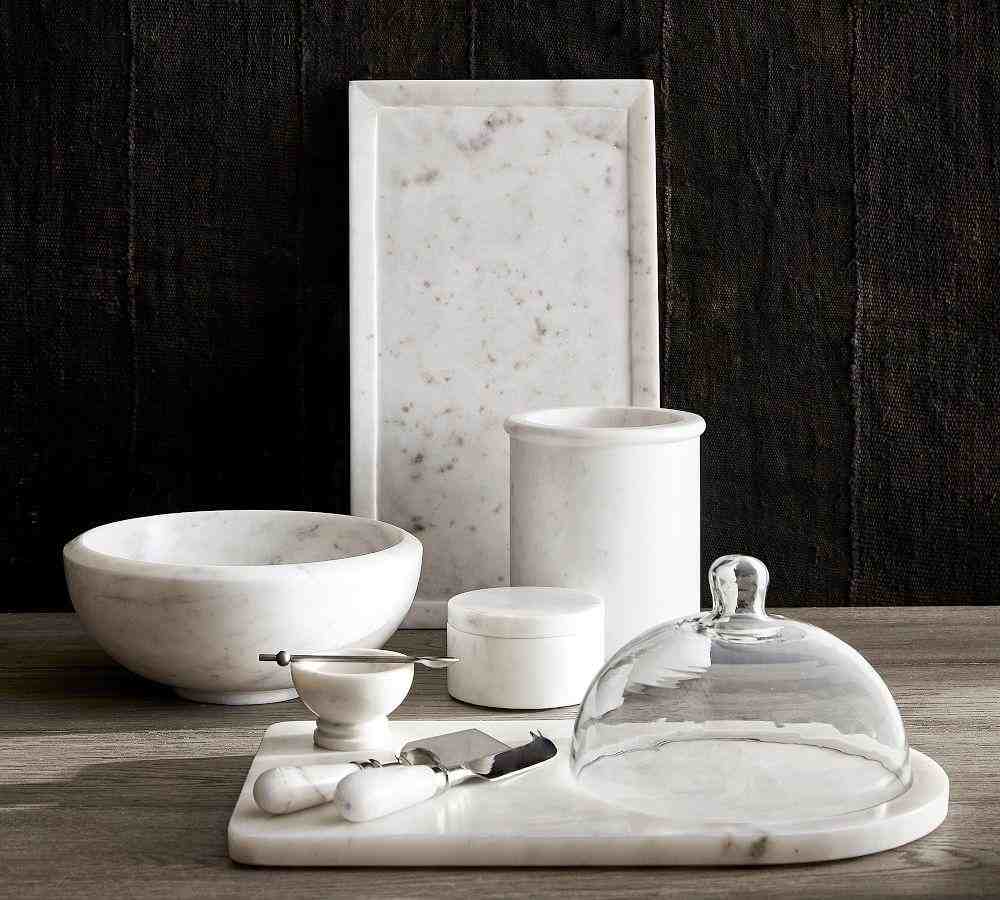 White Marble Glass Domed Cheese Board