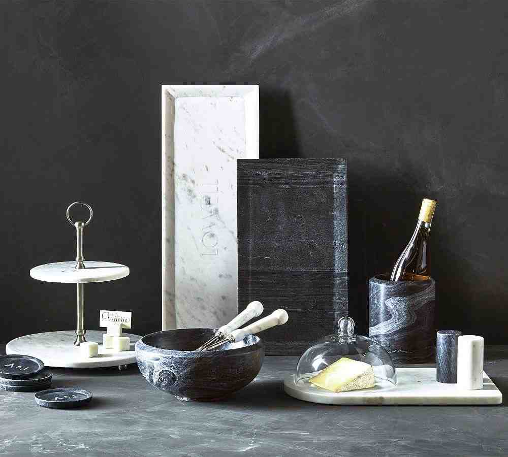 White Marble Glass Domed Cheese Board