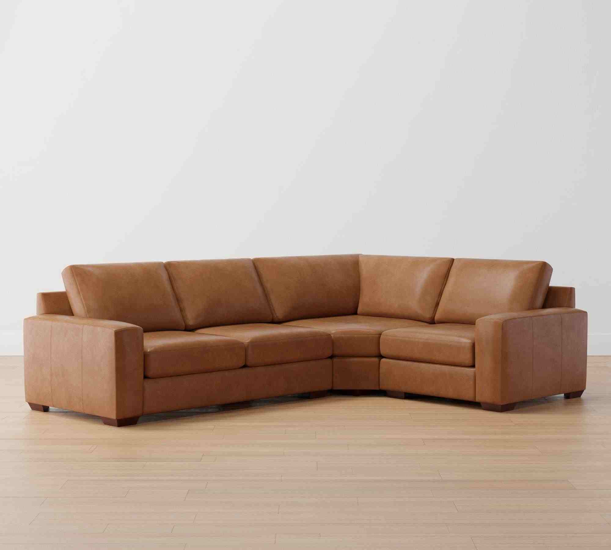 Big Sur Square Arm Leather 3-Piece Sectional with Wedge