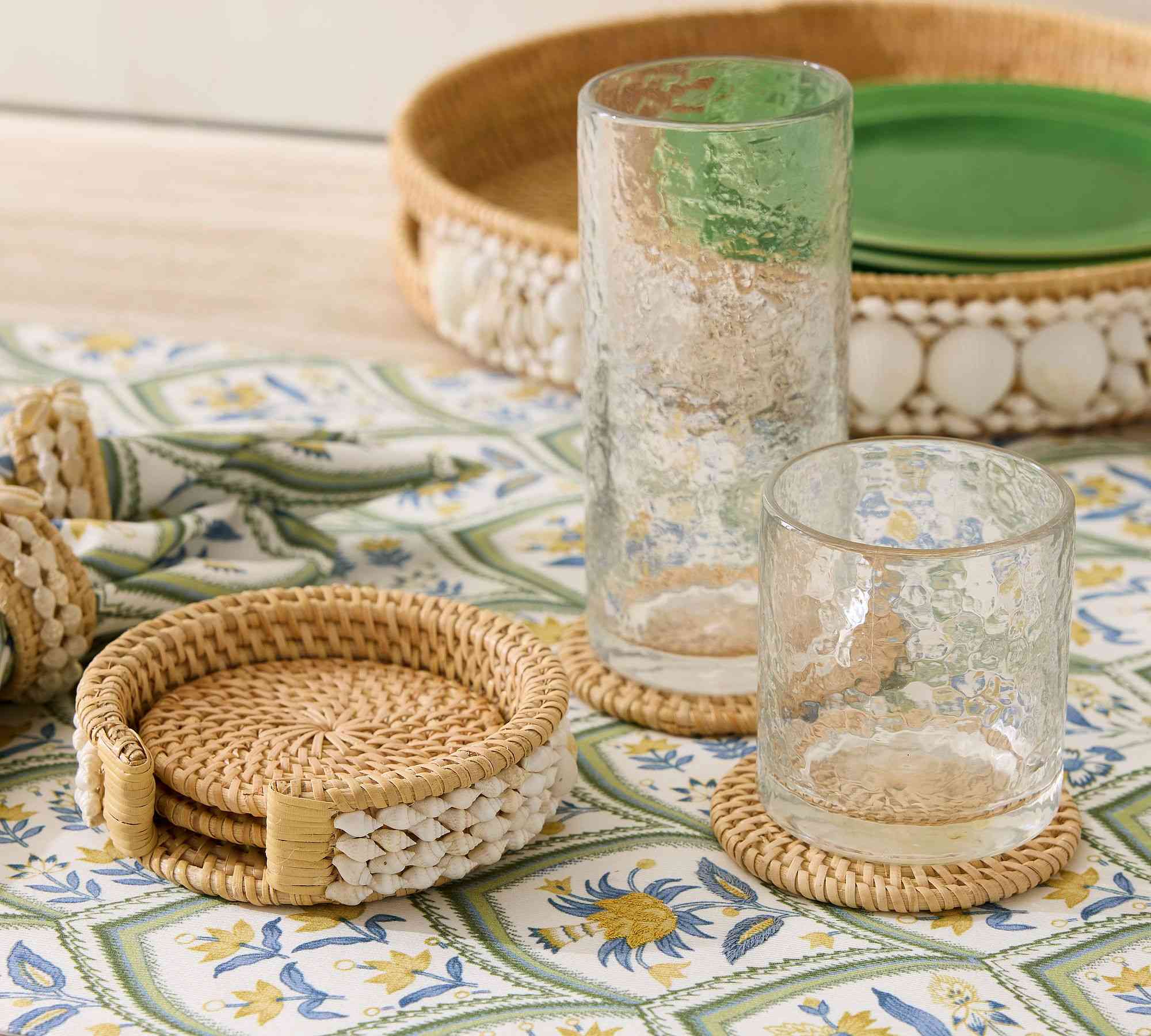 Pottery Barn | Tava Shell Handwoven Coasters - Set of 4