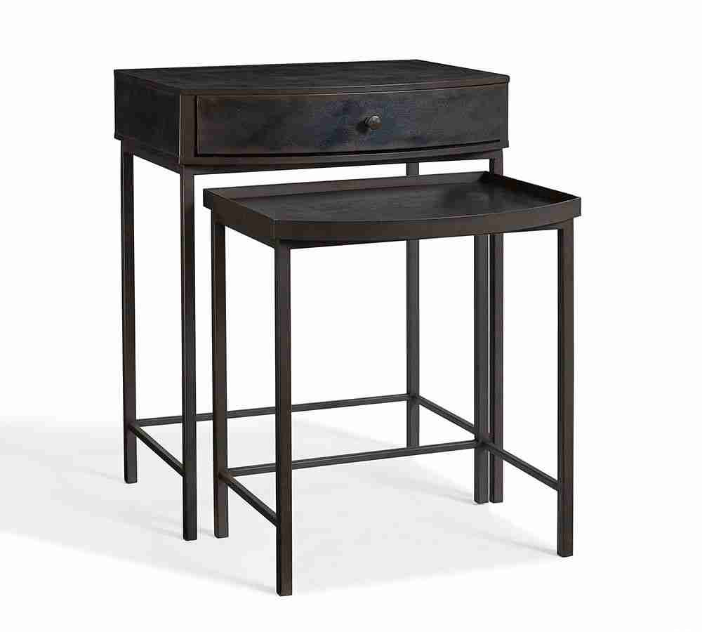 Woodrow 24" Metal Nesting Nightstand, Dark Bronze