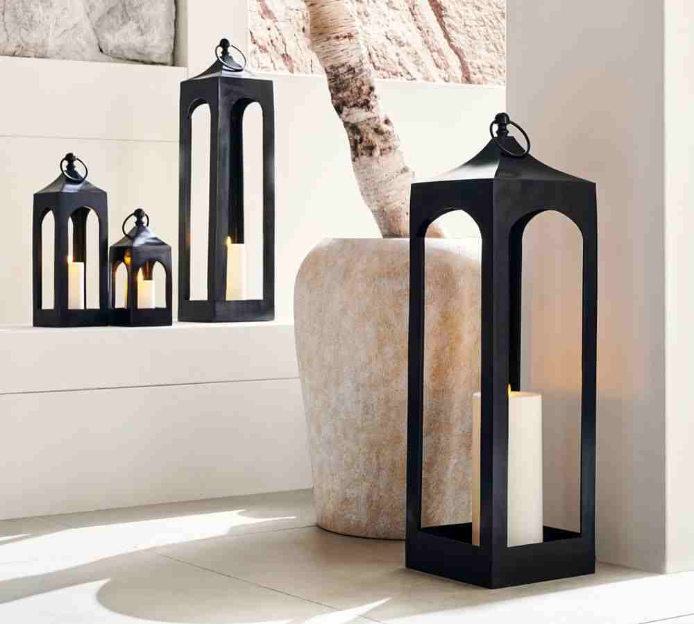 Caleb Handcrafted Metal Indoor-Outdoor  Lantern - Black