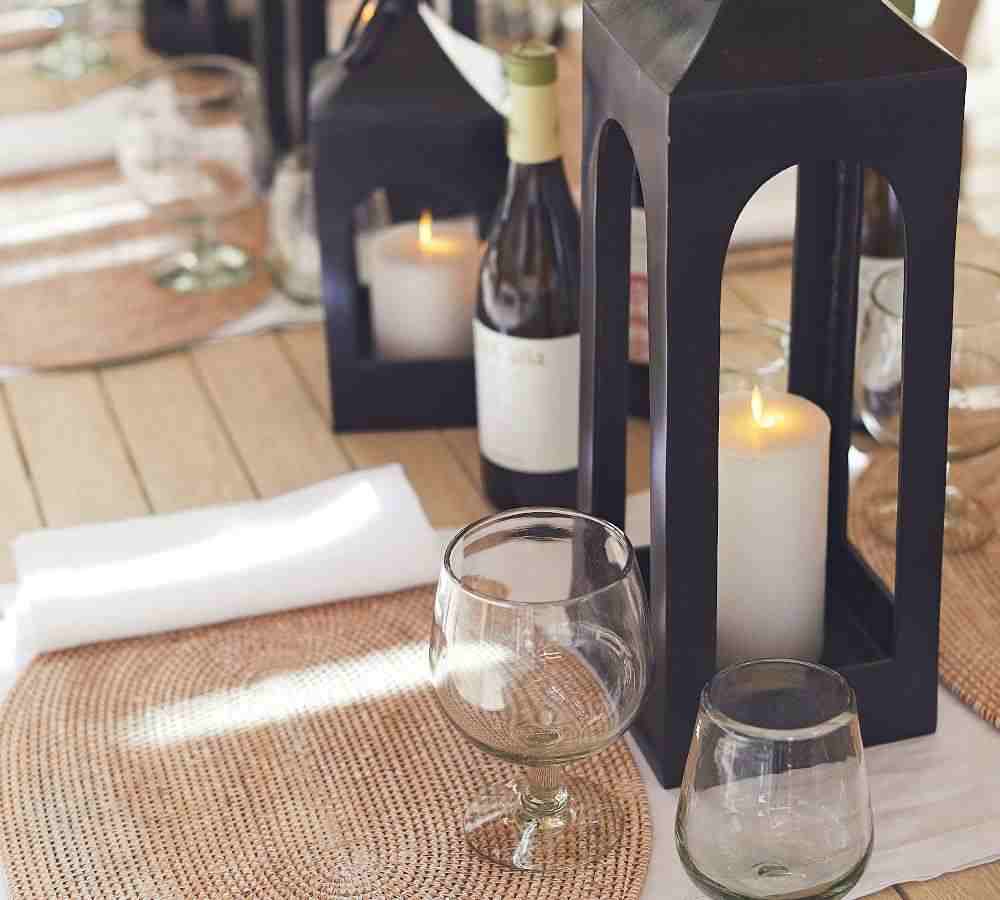 Caleb Handcrafted Metal Indoor-Outdoor  Lantern - Black