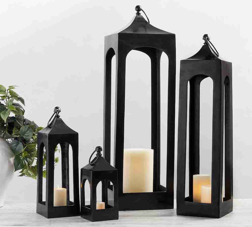 Caleb Handcrafted Metal Indoor-Outdoor  Lantern - Black