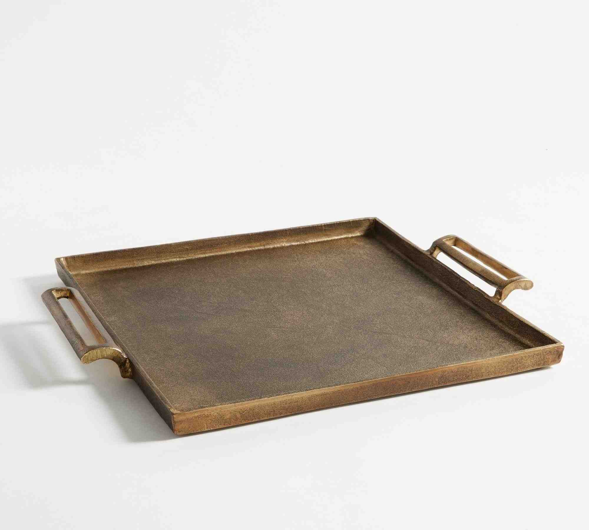 Rustic Gold Tray, Antiqued Brass