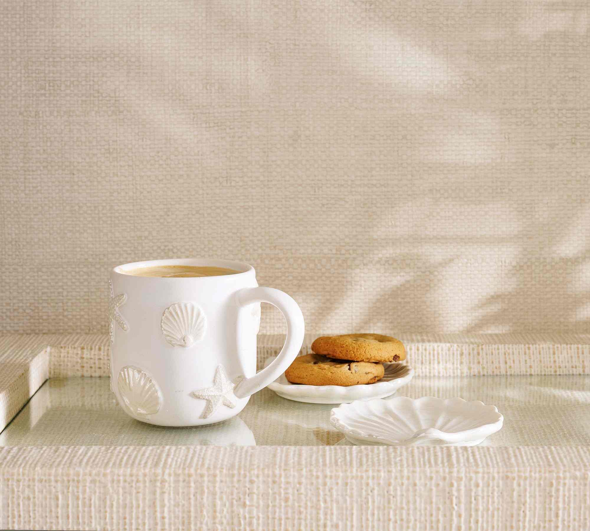 Embossed Coastal Stoneware Mug