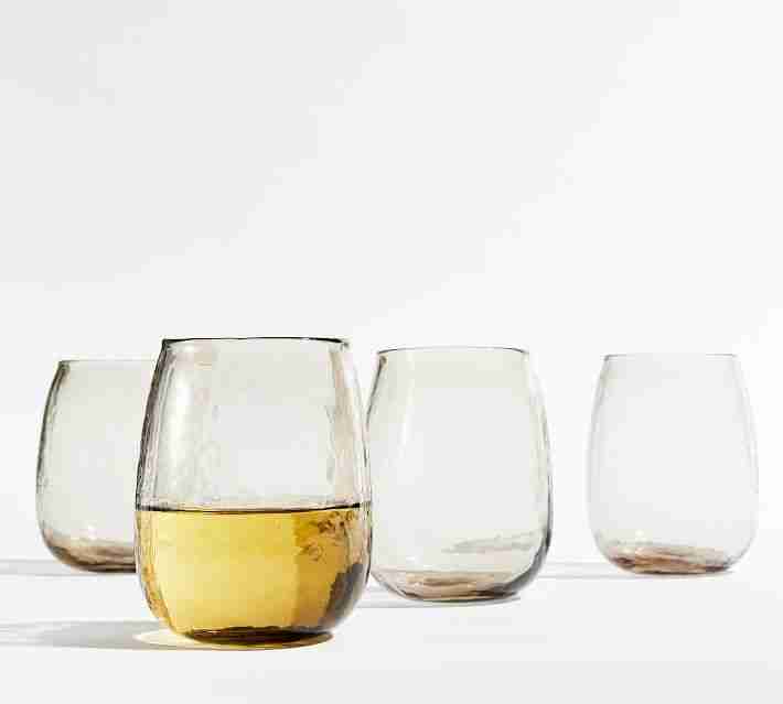 Hammered Stemless Wine Glasses, Set of 4